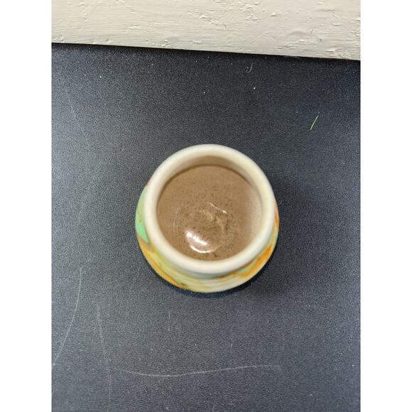 Nemadji Mini Vase Marbleized Teal Orange Brown Vtg Pottery Swirled Southwestern - Picture 4 of 5